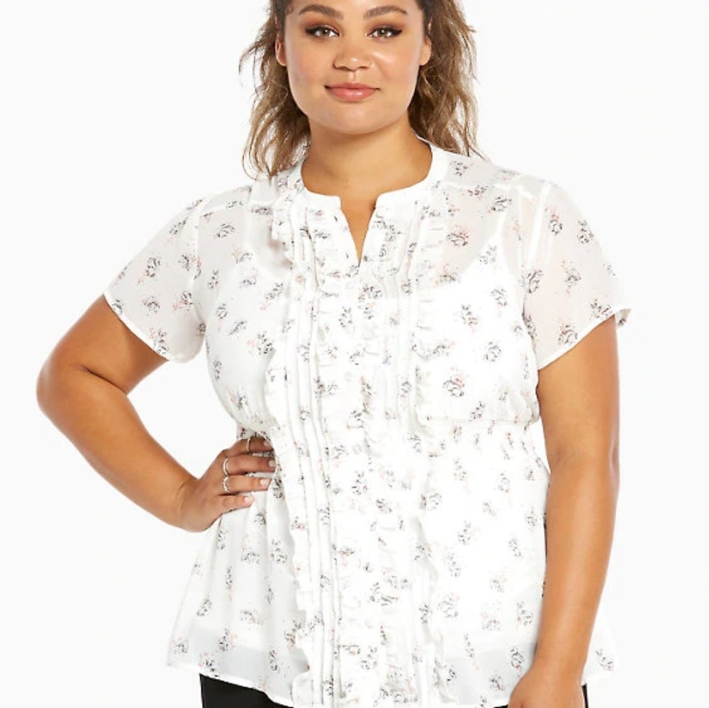 Torrid ruffle blouse with bunnies and squirles